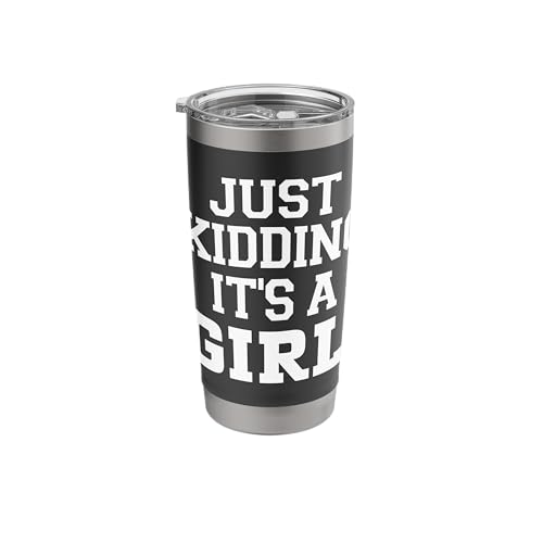 Just Kidding It's a Girl Pink Gender Reveal Party Supplies Stainless Steel Insulated Tumbler