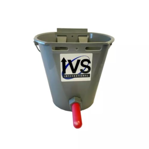 Calf Bucket with Teat, 8-Quart Milk Feeding Bucket - Natural Rubber Nipple | Valve & Mounting Hanger Bracket - Heavy-Duty Plastic Bucket for Dairy Calves - Cattle & Livestock Feeding