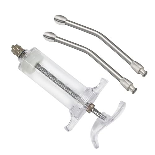 30ml Reusable Goat Syringe with 2 Drench Nozzle,Adjustable Dosage Detachable Drench Syringe for Sheep,Rabbit,Cat,Dog ,Goat Suppplies