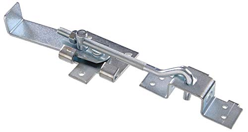 Hillman Barn Door Jamb Latch with Hook, 7in, 1 Pack, Zinc | Zinc construction, Cam action hook secures sliding doors on barns or sheds, Reversible for right or left hand use