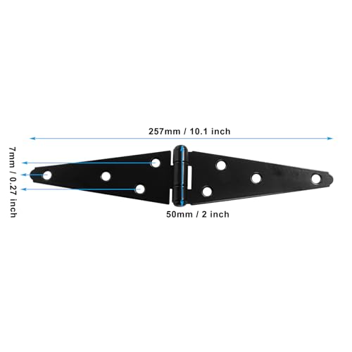 Hordion 4Pcs Strap Hinge Shed Door Hinges, 5 Inch Heavy Duty Gate Hinges | Black Tee Hinge with Screws for Fence Wood Gate Cabinet Door - size: 5 Inch, 4Pcs