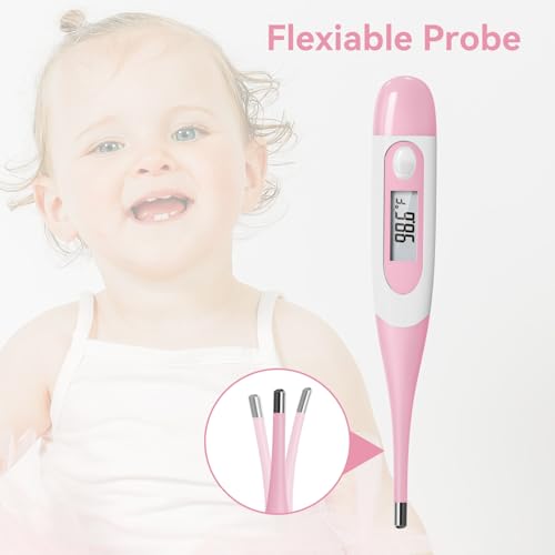 Clinical Digital Thermometer for Adults and Babies, Oral Armpit and Rectal Temperature Thermometer for Fever with Alarm, Flexible Tip - size: DT008