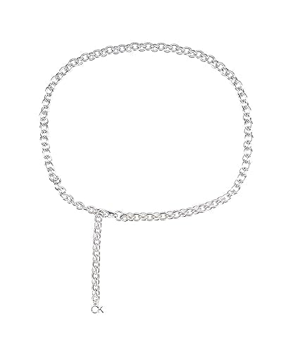 Calvin Klein Women's Slim Mesh and Chain Fashion Waist Belts for Dresses, Trousers - color: Silver, size: X-Large