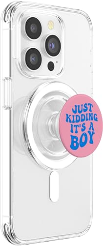 Just Kidding It's a Boy Pink Gender Reveal Party Supplies PopSockets PopGrip for MagSafe - style: Magnetic PopGrip