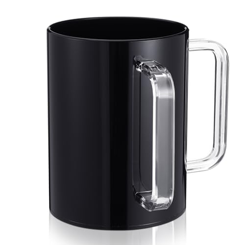 Dingion Judaica Hand Washing Cup for Netilat Yadayim,Black, Clear Handle | Black Acrylic Judaica Hand Washing Cup Stable Dual Clear Handles 5 Inch Netilat Yadayim Cup Traditional Jewish Ritual Kohanim - color: Black, Clear Handle
