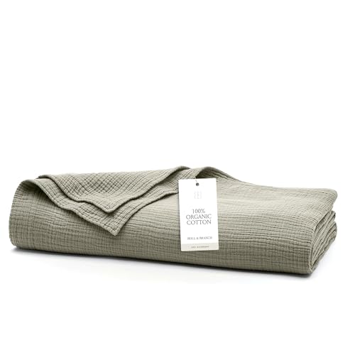 BOLL & BRANCH Dream Bed Blanket, Full/Queen, Sageleaf | Luxury 100% Organic Cotton - Soft, Lightweight and Breathable - Cloud-Like Touch - color: Sageleaf, size: Full/Queen