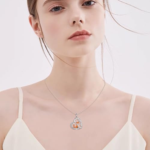 Goat Necklace Crystal Goat Necklace Sterling Silver Heart Goat Necklace Animal Pendant Jewelry for Women Goat Gift for Goat Lovers - style: fox