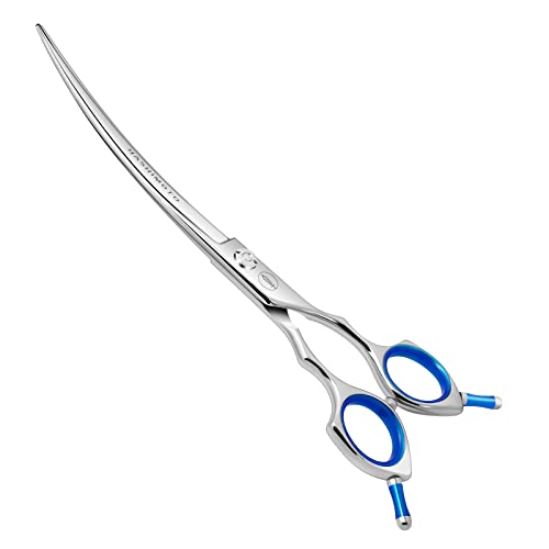 HASHIMOTO Curved Dog Grooming Scissors, 7.5 inch, Trimming Face and Paws | Sharp, Lightweight, 440C Stainless Steel, 30 Degree of Curved Blade - size: 7.5", style: Curved
