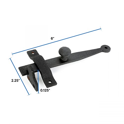 Renovators Supply Manufacturing Door Latch 6 in. Black Cast Iron Gate Latch/Barn Door Latch Lock with Knob Lever and Mounting Hardware - color: Black 6", size: Pack of 1