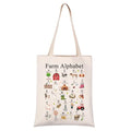 VAMSII Farm Alphabet Tote Bag Funny Farmer Gifts Farm Life Gifts Farm Themed Gifts Canvas Bag Farm Owner Gift Storage Bag