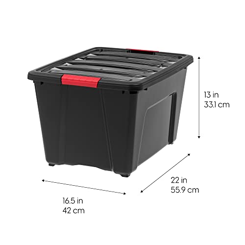 IRIS USA 6-Pack 54 Quart Storage Bins with Lids, Black | Black finish conceals stored items. Perfect for moving, blankets, clothing, and garage storage. Nestable design saves space - size: 54 Qt, style: 6 Pack