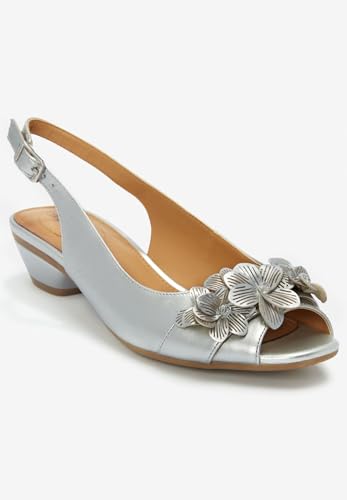 Comfortview Women's Wide Width The Rider Slingback - color: Silver, size: 8.5
