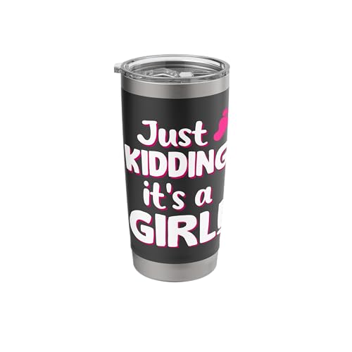 Just Kidding It's a Girl Pink Gender Reveal Party Supplies Stainless Steel Insulated Tumbler