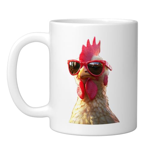 Chicken Hen Female Chick Farm Cluck Farmer Cute Chickens Ceramic Mug, White, 11oz - color: White, size: 11 Ounces