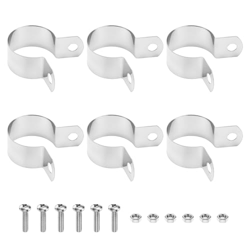 M METERXITY 6-Pack Brace Bands Chain Link Fence Parts, 1 Inch Galvanized Steel Chain Link Brace Band with Bolts and Nuts for Fence/Gate/Posts/Rust-Resistant
