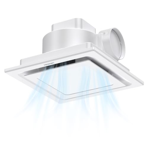 FASDUNT 12" Ultra Quiet Bathroom Exhaust Fan with Light | 1.0 Sones, 120 CFM, 10x10 Mount Ceiling Ventilation Fan with 5000K Daylight LED, No Attic Access Needed - color: White-5000K, size: 10 Inch