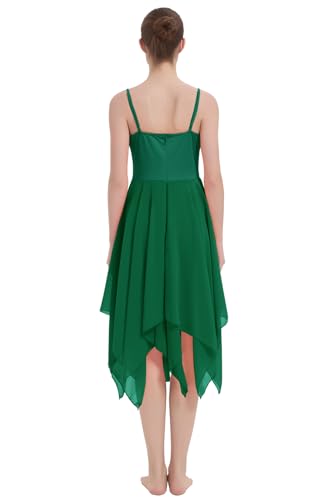 Women's Lyrical Dance Costume Halter Lyrical Dance Dress Irregular Hem Ballet Contemporary Dancewear - color: B27-green, size: X-Small