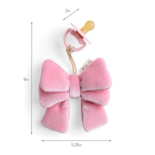 Itzy Ritzy Pacifier & Lovey Set - Natural Rubber Pacifier with Plush Bow | Natural Rubber Pacifier with Detachable Bear Lovey, Soft Cotton Fabric, Large Vent Holes, and Soothing Comfort for Babies - color: Bow