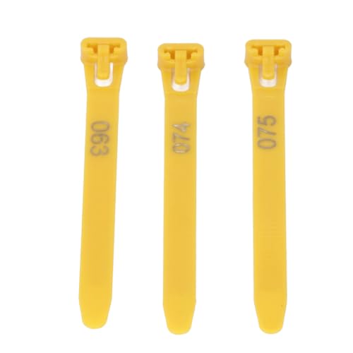 100Pcs Chicken Leg Rings, 1-100 Numbered Poultry Chicken Identification Leg Ankle Bands Tags Reusable Zip Tie for Ducks Chicks Pigeons Goose (Yellow) - color: Yellow