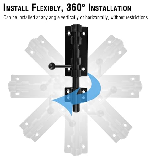 Slide Bolt Gate Latch, 4.9 Inch Heavy Duty Solid Stainless Steel Bolts Latches,for Fence, Yard Doors, Garages, Bedrooms, Cupboards and Window (2 Pack, Black) - color: 4.9" Slide Latch - 2 Pack