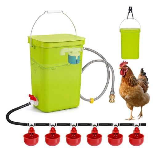 Complete Set Pipeline Automatic Chicken Waterer System| Removable Washable | Chicken Watering System with Poultry Water Cups| Poultry Waterer Feeder Dispenser for Pigeon Duck Quail for Chicken Coop