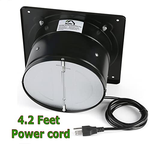 Nalle 6 inch Exhaust Fan 40W 298CFM Through-wall installation Ventilation Fan 110V Exhaust Smoke Fan Ventilation with Power Cord for Kitchen,Bathroom,laundry room,Toilets,Garage (Black