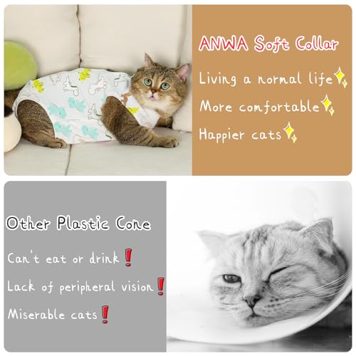 ANWA Cat Recovery Suit - Breathable Cat Onesie for Cats After Surgery Female, Kitten Surgery Recovery Suit Female Abdominal Wounds - color: Dinosaur, size: Medium