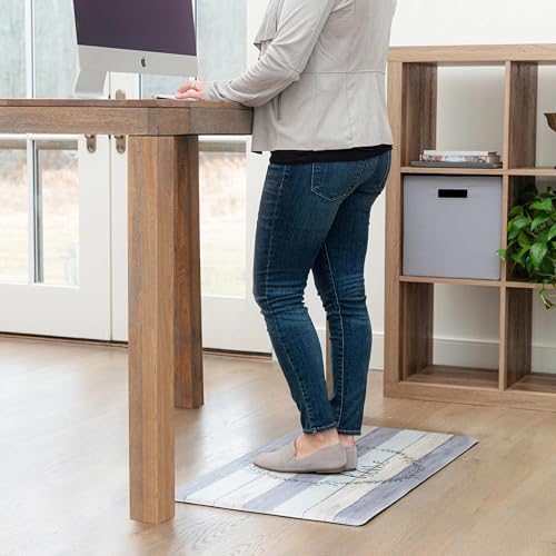 Cozy Living Anti-Fatigue Kitchen Mat, Modern Farmhouse 17.5"x55" - color: Grey/Beige, size: 18"L x 18"W x 0.5"Th