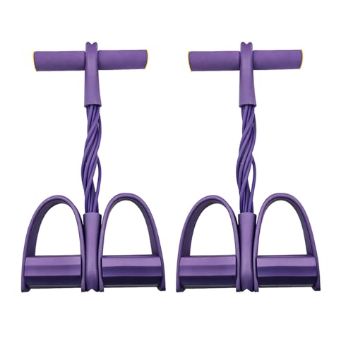 Pedal Resistance Band with Handles, 8-Tube Foot Exercise Band for Home Workout, Full Body Fitness Pull Rope for Abs, Arms, Legs, Non-Slip Foam Grips(2 Pack)