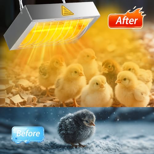 400W Chicken Coop Heater Lamp, Brooder Heat Lamp for Chickens, Adjustable Temp and Height, No Assembly Heater for Chicks Pets Livestock, 1 Pack - color: Heat lamp 400W - 1 Pack