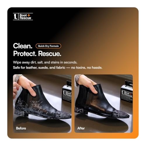 Boot Rescue All-Natural Cleaning Wipes. Remove Dirt & Damaging Salt Stains from Leather & Suede Shoes & Boots. Re-sealable Pack of 15 Wipes. | Revive your footwear instantly with eco-friendly, gentle wipes that preserve texture and restore color flawlessl