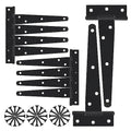 6 Inch Heavy Duty Gate Hinges, 10 Pack T Strap Hinge Shed Storage Gate Barns Tee Hinges with Screws for Wooden Fences, Shed Doors, Outdoor Barns, Black