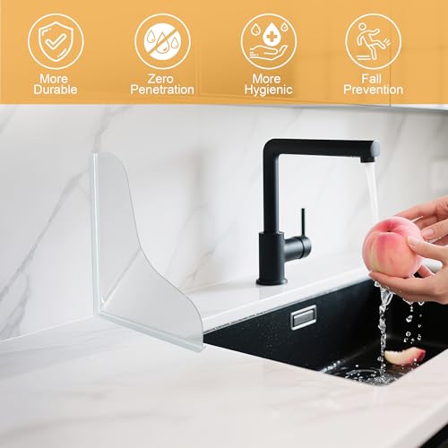 Mofason Silicone Shower Splash Guard - Bathtub Corner Water Guard 2 Pack | Clear tub splash guard with adhesive for fixing; shower guards to keep water in shower, washbasin, sinks, Bathtub edge side - size: 9.2 x 7.2 inches