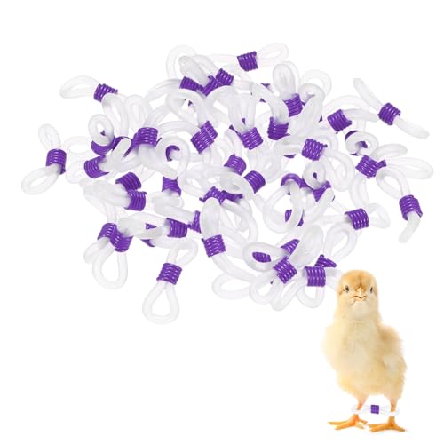 M METERXITY 50-Pack Adjustable Chick Leg Bands, 0.79" x 0.2" Silicone Chicken Leg Brace for Chicks/Ducks/Birds [Purple] Poultry Leg Bands - color: Purple