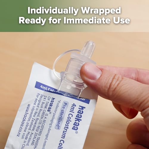 haakaa Colostrum Collector Kit for Newborns, 4ml-12pcs | World-first design, 3-in-1 Collector, Safe food-grade silicone-BPA Free, Ready-to-use pack,Replace disposable syringes - size: 12 Count (Pack of 1)