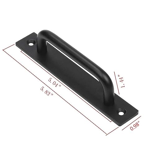 Senfei Metal Heavy Duty Barn Door Handle Flush Long Base Handle Pulls for Gate Shed Garage Door Drawer 4 Pieces (S, Black)