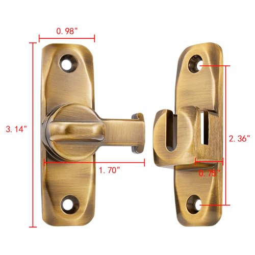 2 Packs Brass Barn Door Latches,90/180 Degree Gate Lock_B | Zinc Alloy Right Angle Door Lock Latch,Flip Gate Latches,Sliding Door Latch Lock,for Cabinets,Fence Gates,Pet Cage - color: Brass