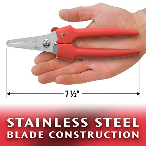 Clauss Spring-Action Stainless Steel Wire Cutters / Pruning Shears For Gardening, Red, 7.5’’ (33503) - style: Floral Cutter