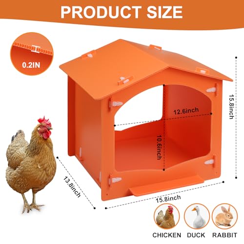 Chicken Nesting Boxes Egg Laying Nest Box for Chicken Coop, Easy to Assemble & Versatile Use for Hens, Ducks, Orange 3 Packs