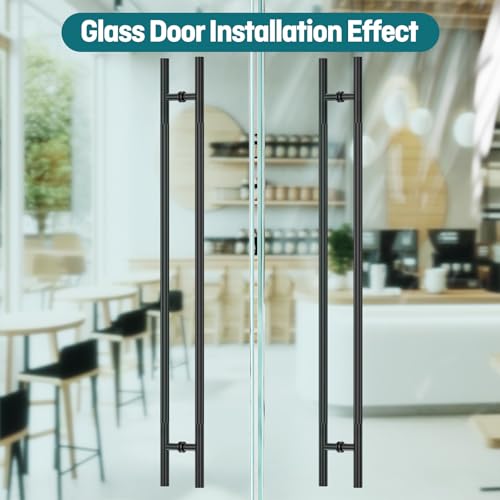 Ranbo 72" Knurled Door Pull Handle, 60"(1524mm) CTC, Matte Black | Heavy Duty 1.5mm 304 Stainless Steel, Back to Back Pull Handles for Interior/Front /Barn/Commercial/Entrances, Enhanced Grip - size: 72 Inch