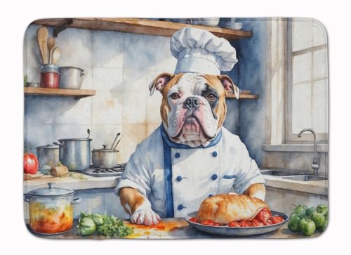 Caroline's Treasures American Bulldog The Chef Memory Foam Kitchen Mat Machine Washable Anti-Fatigue Mat Cushion Comfort Bath Mat or Kitchen Rug - color: American Bulldog 6185