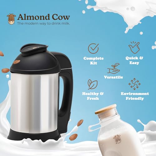 Almond Cow Nut Milk Maker Essentials Bundle - Includes Plant-Based Milk Maker, 60 fl oz Glass Pitcher with Lid & Spout, and 13” Cleaning Brush - DIY Nut Milk, Perfect Accessories for Homemade Nut Milk - size: Essentials Bundle