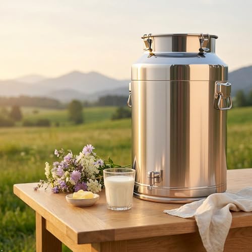 Milk Can with Spout, 20-Gallon Milk Jug Container with Sealed Lid | 304 Stainless Steel Bucket w/ Carry Handle, Airtight Food Storage Container, For Home, Farm, Commercial Kitchen - size: 2560 Ounces
