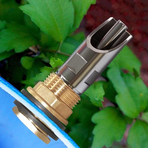 Joywayus 5PCS Stainless Steel Automatic Pig Nipple Water Drinker Feeder Waterer + 5PCS Brass Water Tank Connector Bulkhead Fitting + 1PCS Hole Opener Kit for Sows Piglets Drinking