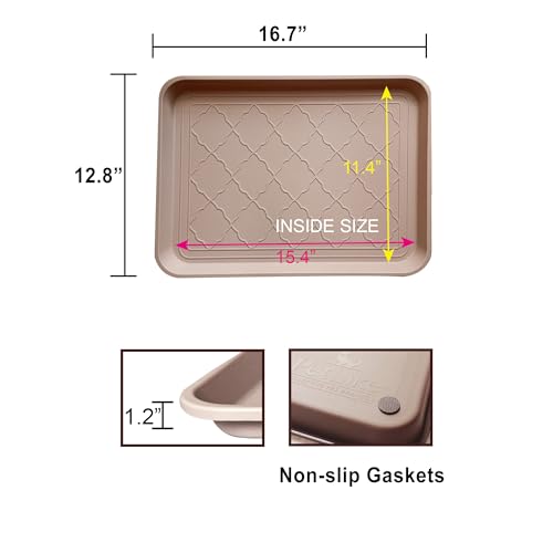 PetLike Boot Tray for Entryway Indoor, Pet Food Mat, 16.7 x 12.8 inch 2 Packs, Waterproof Shoe Tray for Indoor and Outdoor, Multi-Purpose Trays for Boots, Shoes, Pets, Garden - color: Tan, size: 16.7x12.8 INCH