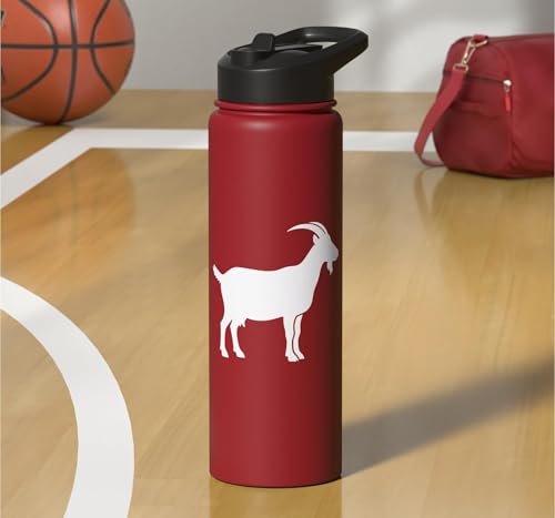 White Goat Silhouette Farm Animal For Kids Playful Barnyard Stainless Steel Insulated Water Bottle - color: Red