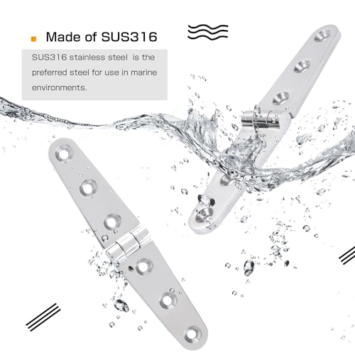 Atibin Heavy Polished Door Hinge Stainless Yacht Hardware Boat Hinge Steel Deck Mount Marine Hinges Cabinet SUS316 6 inch x 1.10 inch 2pcs - style: 2Pcs 6" x 1.10"