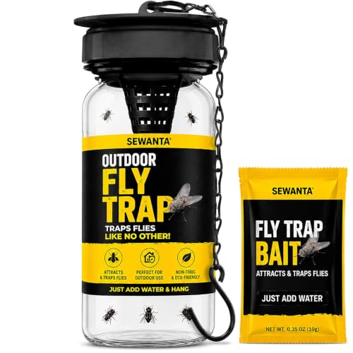 Outdoor Fly Trap Fly Traps with Dissolvable Non-Toxic Bait - Fly Repellent for Outdoor Use Only - Controls Flies for Patios, Barns, Ranches Etc. Hanging Fly Traps with Tie Included - size: 1 Pk