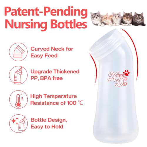 Pet Feeding Bottle,3 Pack Wide Mouth Angled Nursing Bottle, 3 Sizes Nipples with Ventilation Valve Resistant Tearing Perfect for Puppies, Kittens, Small Wildlife(Pink) - color: pink