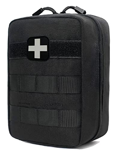 First Aid Kit EMT Medical IFAK Pouch Molle Tactical Med Emergency Bag Black | Molle Tactical Trauma Utility Emergency Kits for Camping Home Car Hiking Hunting - color: Black